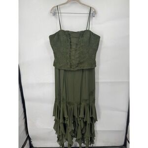 VTG Masoni Fairy Renaissance Whimsical Midi‎ Dress Women 20 Green Goblin Gremlin